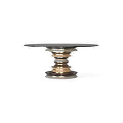 Nevada Tiered Dining Table in Nero Marquina Marble, Made in Portugal by Muranti