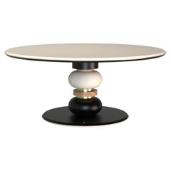 Alba I Round Dining Table in Black and Cream Lacquer Made in Portugal by Muranti