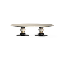 Alba II Round Dining Table in Black & Cream Lacquer Made in Portugal by Muranti