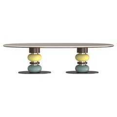Alba II Round Dining Table in Black & Cream Lacquer Made in Portugal by Muranti