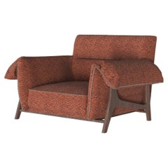 21st Velvet Fabric Wooden Arms Austin Armchair Made In Portugal by Muranti