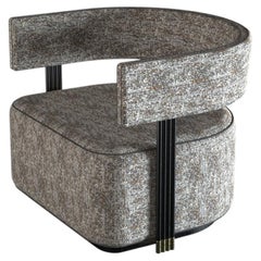Bouclé Fabric Lacquered Brushed Metal Colby Armchair made in Portugal by Muranti