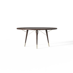 Willer Round Dining Table, Walnut Herringbone Top, Made in Portugal by Muranti