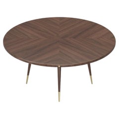 Willer Round Dining Table, Walnut Herringbone Top, Made in Portugal by Muranti