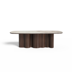 Morris Dining Table, Volakas Marble, Wavy Walnut, Made in Portugal by Muranti