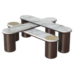 Peggy Center Table, Volakas Marble & Gold Details, Made in Portugal by Muranti