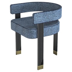 Black Lacquered Brushed Metal Colby I Dining Chair Made in Portugal by Muranti