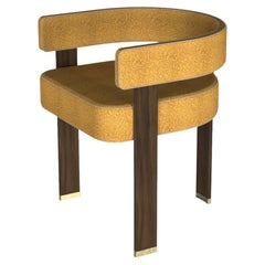 Sedia da pranzo Colby con finitura in fibra naturale, 2 pezzi, oro spazzolato, prodotta in Portogallo da Muranti