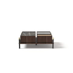 Milford Center Table with Storage, Marble & Rattan, Made in Portugal by Muranti
