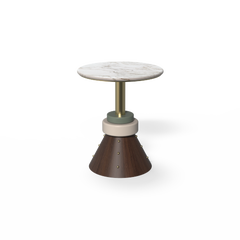 Quincy Side Table, Walnut & Light Emperador Marble, Made in Portugal by Muranti
