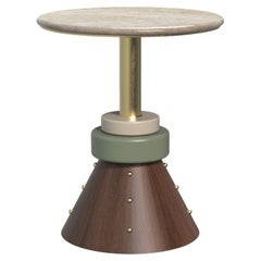 Quincy Side Table, Walnut & Light Emperador Marble, Made in Portugal by Muranti