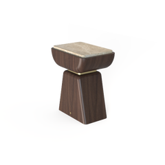 Belmount Side Table, Walnut & Light Emperador, Made in Portugal by Muranti
