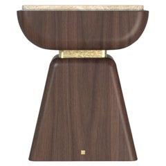 Belmount Side Table, Walnut & Light Emperador, Made in Portugal by Muranti