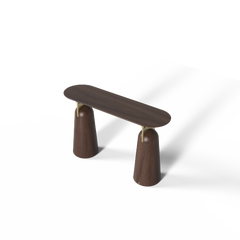 Hesper Console Table, Walnut & Brushed Gold, Made in Portugal by Muranti