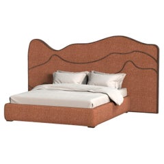 Natural Fabric Walnut Wood Joplin Bed made in Portugal by Muranti