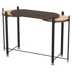 Mid-Century Cascade Console Table, Walnut & Rattan, Made in Portugal by Muranti