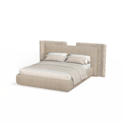 21st Century Natural Fabric Brushed Gold Shelby Bed made in Portugal by Muranti
