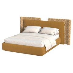 21st Century Natural Fabric Brushed Gold Shelby Bed made in Portugal by Muranti