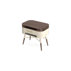 Mitchell Nightstand, Walnut & Cream Lacquer, Made in Portugal by Muranti