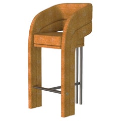 Bouclé Black Matte Brushed Metal Hudson Bar Chair Made In Portugal by Muranti