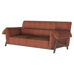 21st Century Walnut Wood Velvety Fabric Austin Sofa made in Portugal by Muranti