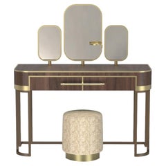 Destin Dressing Table with Mirrors, Cream Lacquer, Made in Portugal by Muranti