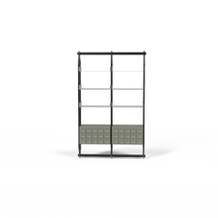 Atlanta Bookcase, Walnut Drawers & Acrylic Shelves, Made in Portugal by Muranti