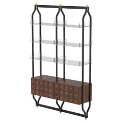 Atlanta Bookcase, Walnut Drawers & Acrylic Shelves, Made in Portugal by Muranti