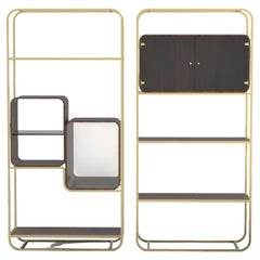Lexington Bookcase, Gold Frame & Mirrored Back, Made in Portugal by Muranti