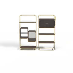 Lexington Bookcase, Gold Frame & Mirrored Back, Made in Portugal by Muranti