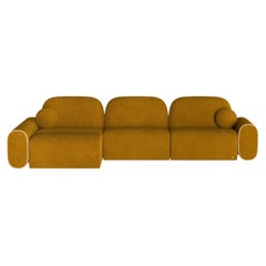 L Shaped Dodson II Sofa Bouclé Wood Structure Velvet Made in Portugal by Muranti