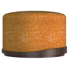 21st Round Stool Denver II Walnut Wood Bouclé Fabric Made in Portugal by Muranti