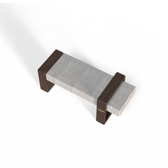 21st Belton Bench Walnut Wood FInish Natural Fabric Made in Portugal by Muranti