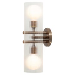 Fluted Glass Double Sphere Bronze Wall Light