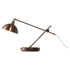 Bronze Dome Cantilever Walnut Table Lamp