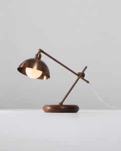 Bronze Dome Cantilever Walnut Table Lamp