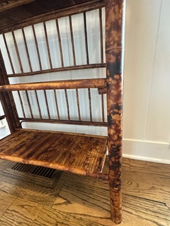 Vintage 20th Century 4-Tier Tortoiseshell Burnt Bamboo Bookshelf