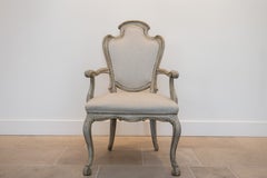 Set of Eight Swedish Rococo Style Painted and Gilt Dining Chairs