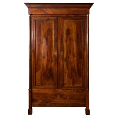 French Empire Figured-Wood Armoire with Brass Mounts, Early 19th Century