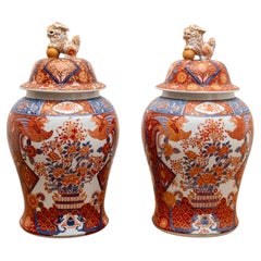 Chinese Imitation Imari Jars, Pair
