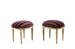 Louis XVI Style Painted Tabourets in Contemporary Velvet, Pair
