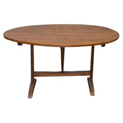 Antique French Provincial Round Wood Tilt-Top Wine Tasting Table