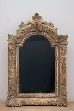 Ornate Giltwood Arched Mirror with Decorative Crown