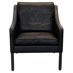 Børge Mogensen Model 2207 Black Leather Lounge Chair for Fredericia, 1963
