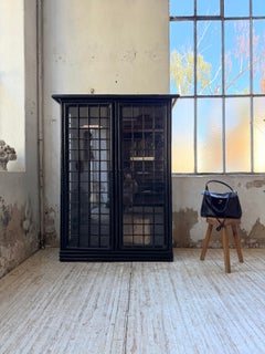 Black bamboo glazed bookcase, circa 1900