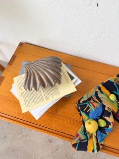 Brutalist wood and seashell sculptural box