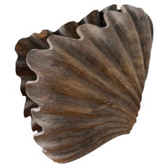 Brutalist wood and seashell sculptural box