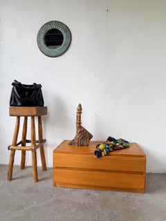 Brutalist folk art polychrome wooden church sculpture