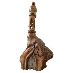 Brutalist folk art polychrome wooden church sculpture
