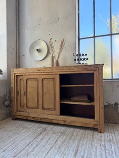 1950s Industrial-Style Sideboard with Sliding Doors